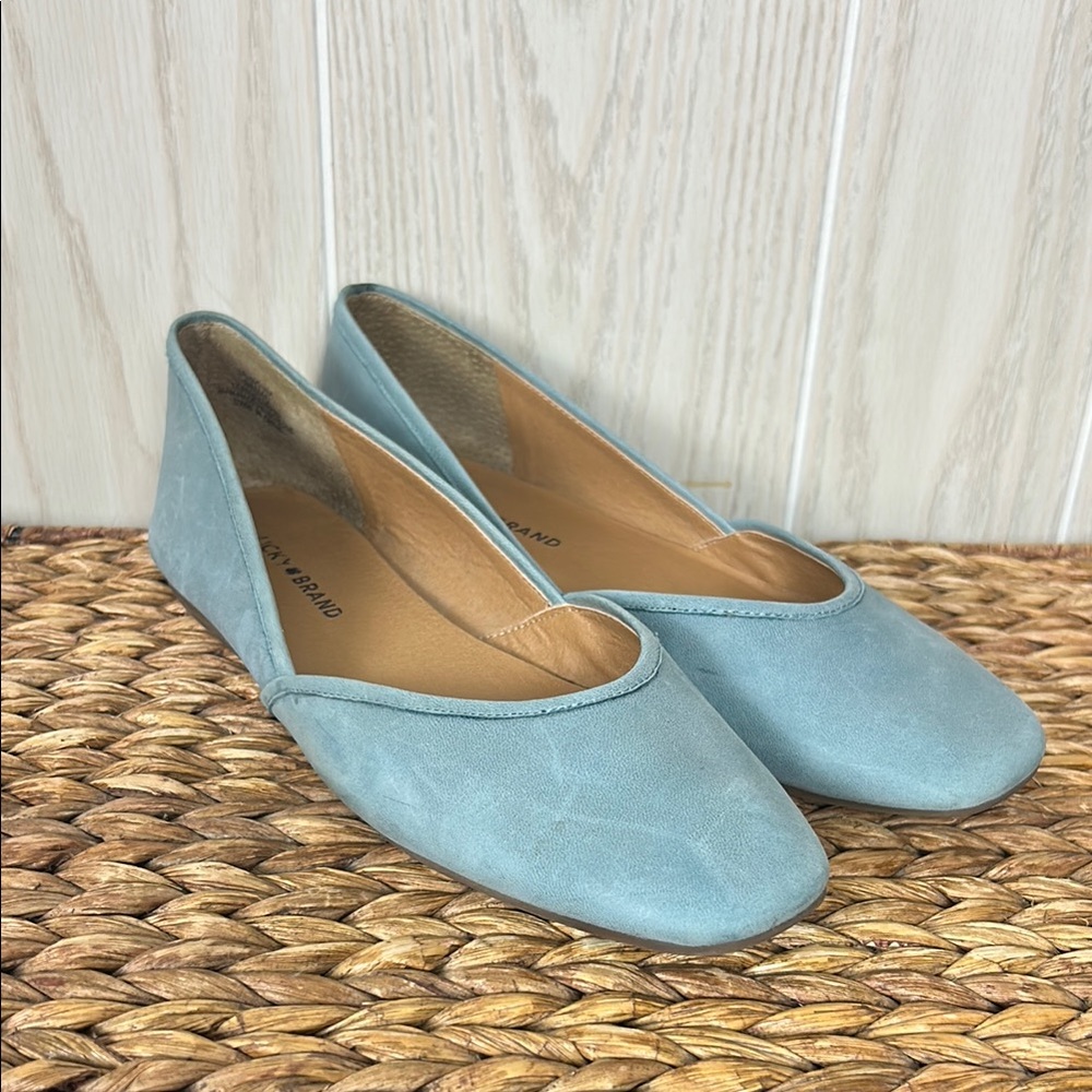 Lucky Brand Blue Suede Ballet Flats, 9